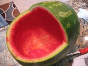 hollowed-out watermelon